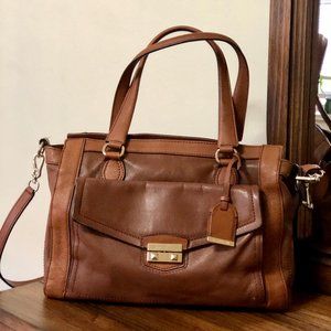 Cole Haan Leather Satchel Handbag (Cognac/Brown)